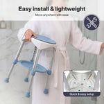 Shower Chair Swivel 6-level Adjustable Height Shower Bath Stool Seat | Blue