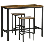 Industrial Bar Table Set, 3pc With 2 Stools