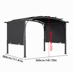 Dark Grey Curved Retractable Outdoor Awning Canopy 360 cm W x283cm D x227cm H, Heavy-Duty Steel Frame