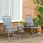 Patio Bistro Set Folding Chairs & Coffee Table For Balcony | Light Slate Gray