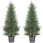 Set Of 2 Artificial Cypress Trees With Pe Leaves For Indoor Outdoor