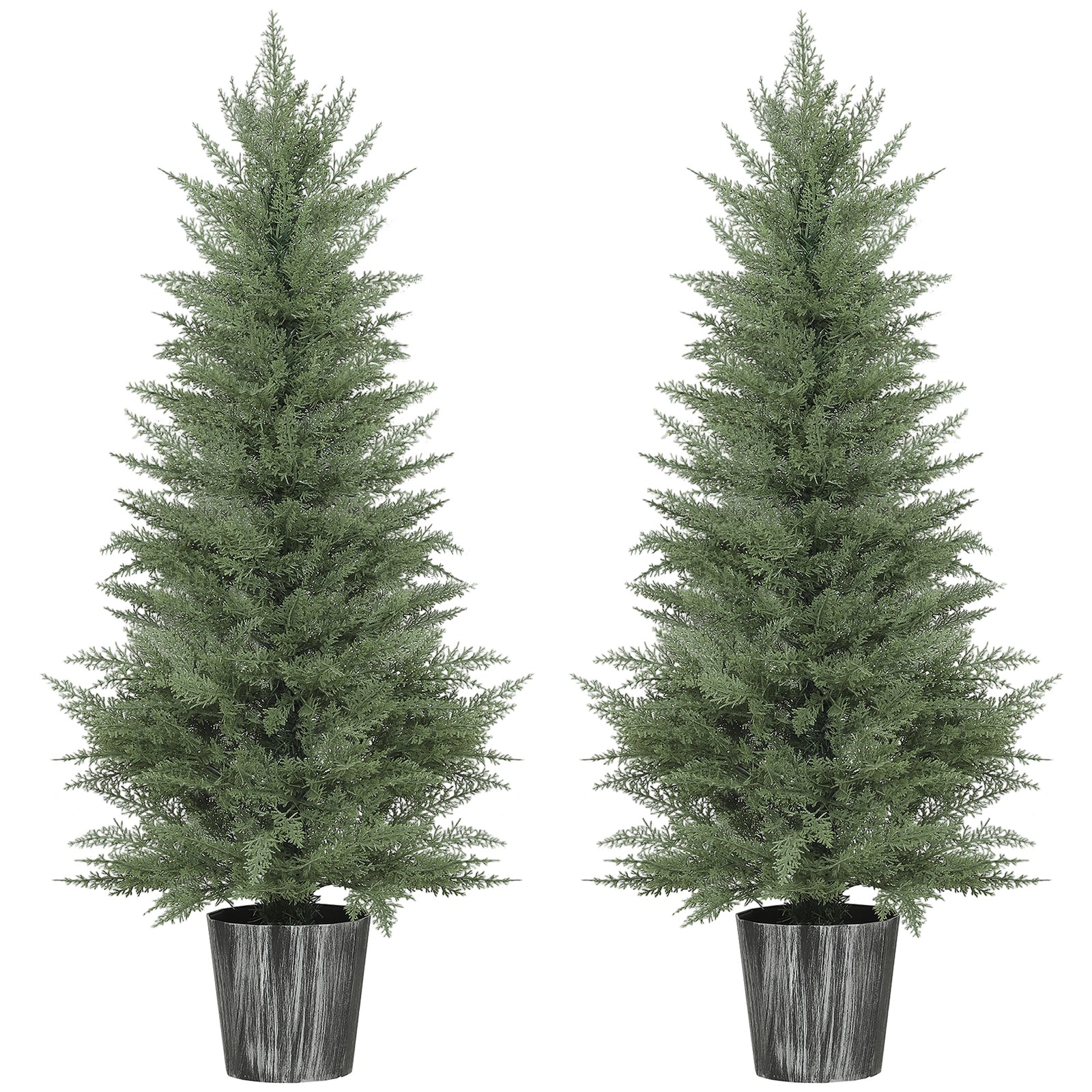 Set Of 2 Artificial Cypress Trees With Pe Leaves For Indoor Outdoor