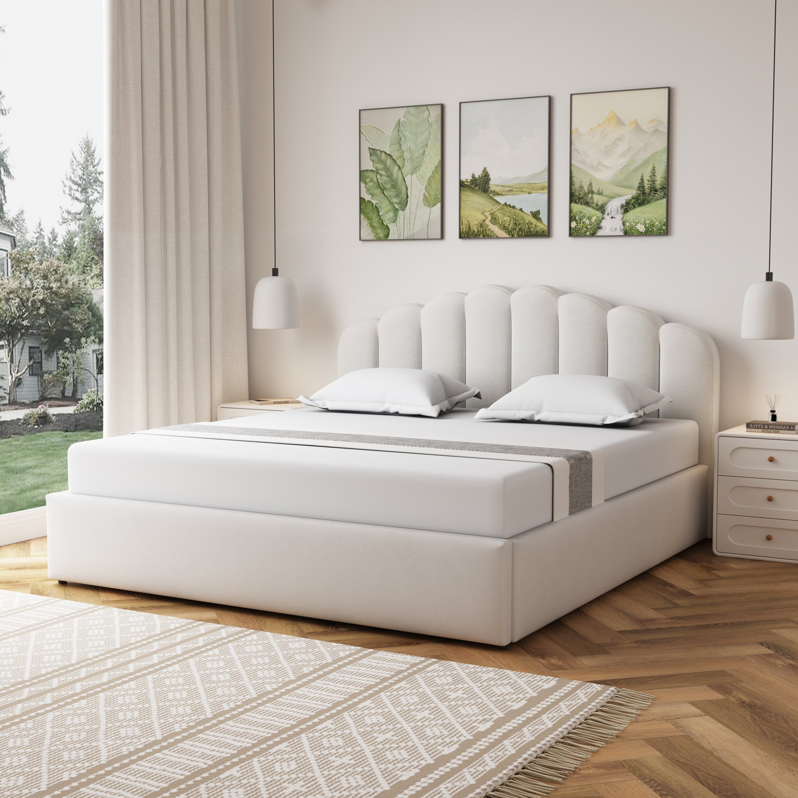 Ranson Fabric Ottoman Bed Frame | Super King | Beige
