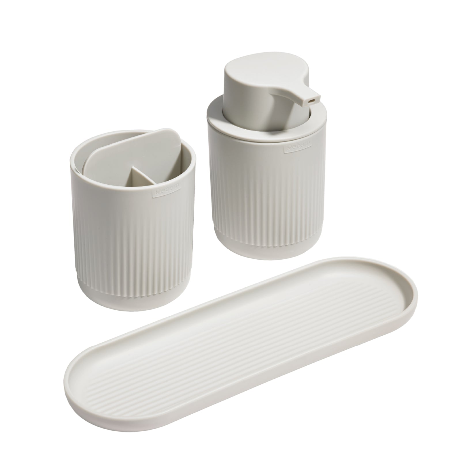 Recycled Bathroom Set - Set of three ReBorn Bathroom products - Made in the UK | Stone