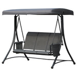 3 Seat Metal Fabric Backyard Balcony Patio Swing Chair | Charcoal Gray