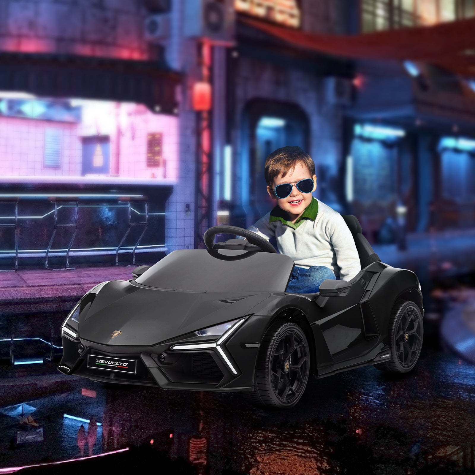 Lamborghini Revuelto Licensed Ride On Car W/ Suspension | Black
