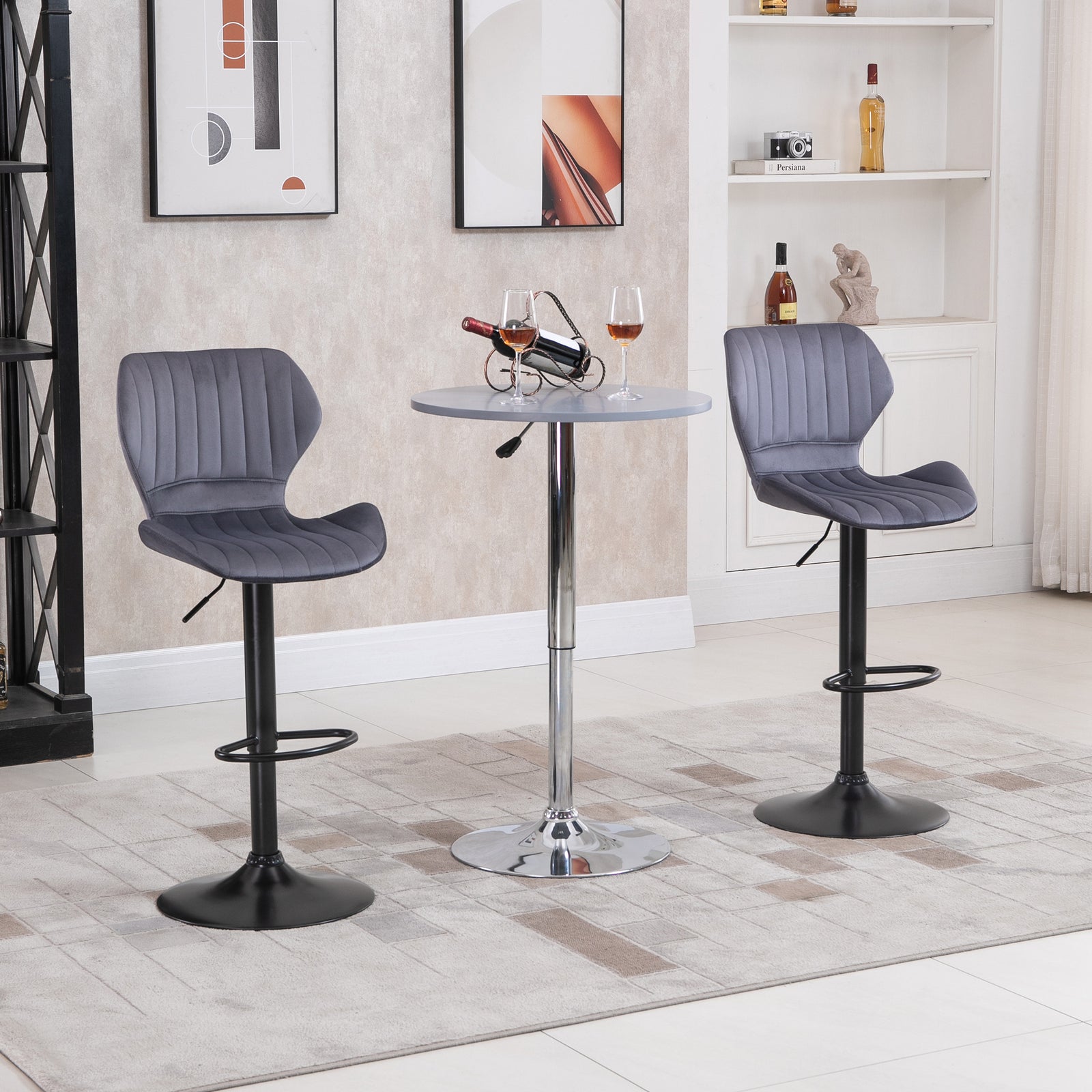 Bar Stool Set Of 2 Fabric Swivel Counter