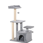 Cat Tree Activity Center W/ Scratching Post Sisal Hanging Ball Light Grey