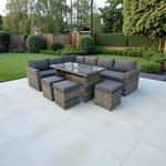 The Tarporley Grey 9 Seat Corner Rattan Dining Set - Fixed Table