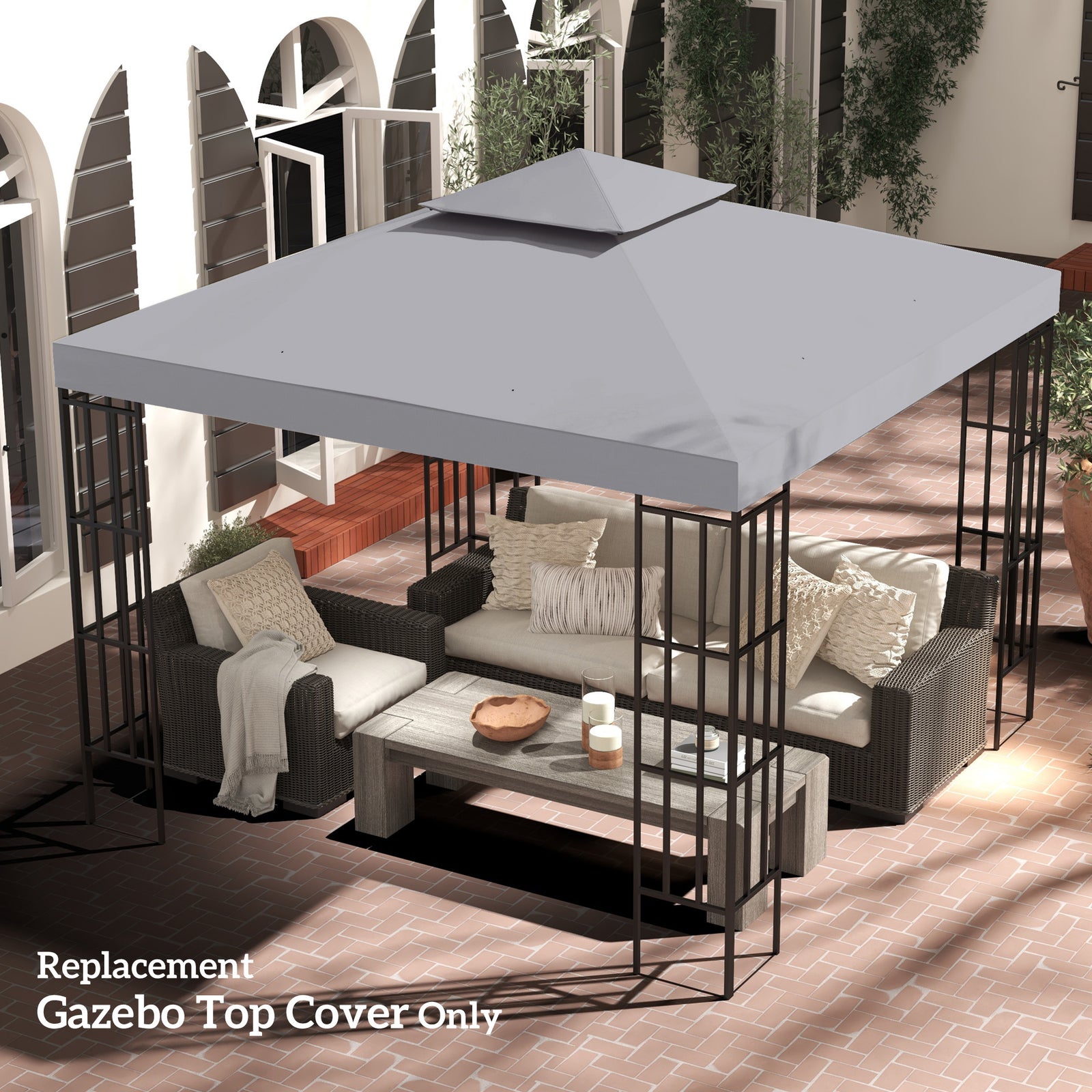 3x3m Gazebo Top Cover Double Tier Canopy Replacement | Light Slate Gray