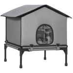 Outdoor Cat House, Feral Cat Shelter With Elevated Base, Grey