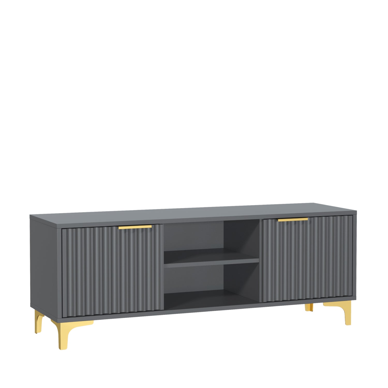 Tide Crest Tv Unit 120cm - Fluted Design | Dark Grey