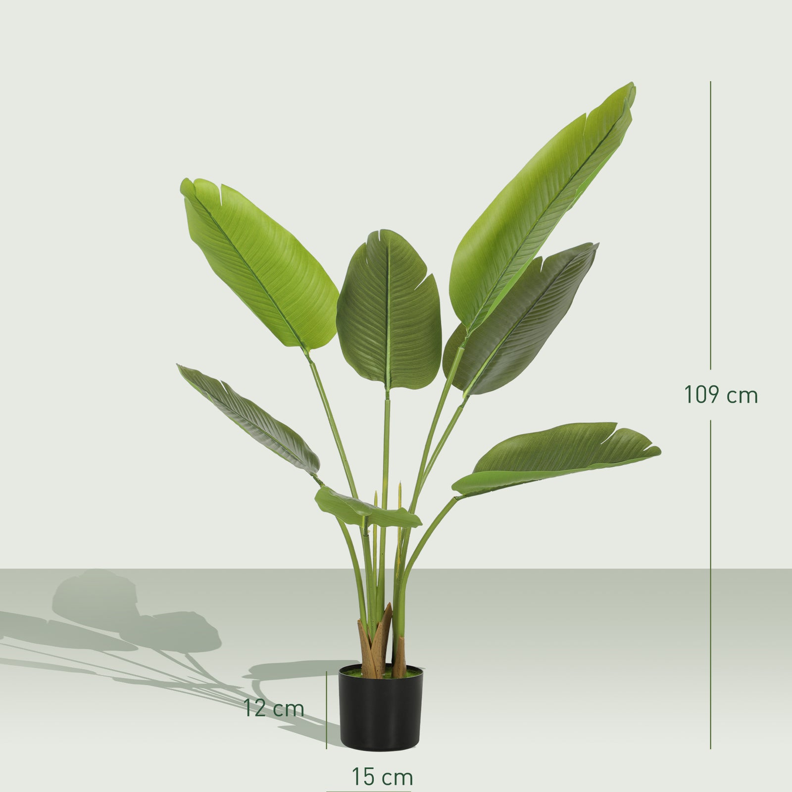 Artificial Bird Of Paradise Plant With Flocking In Pot | 109cm | Green