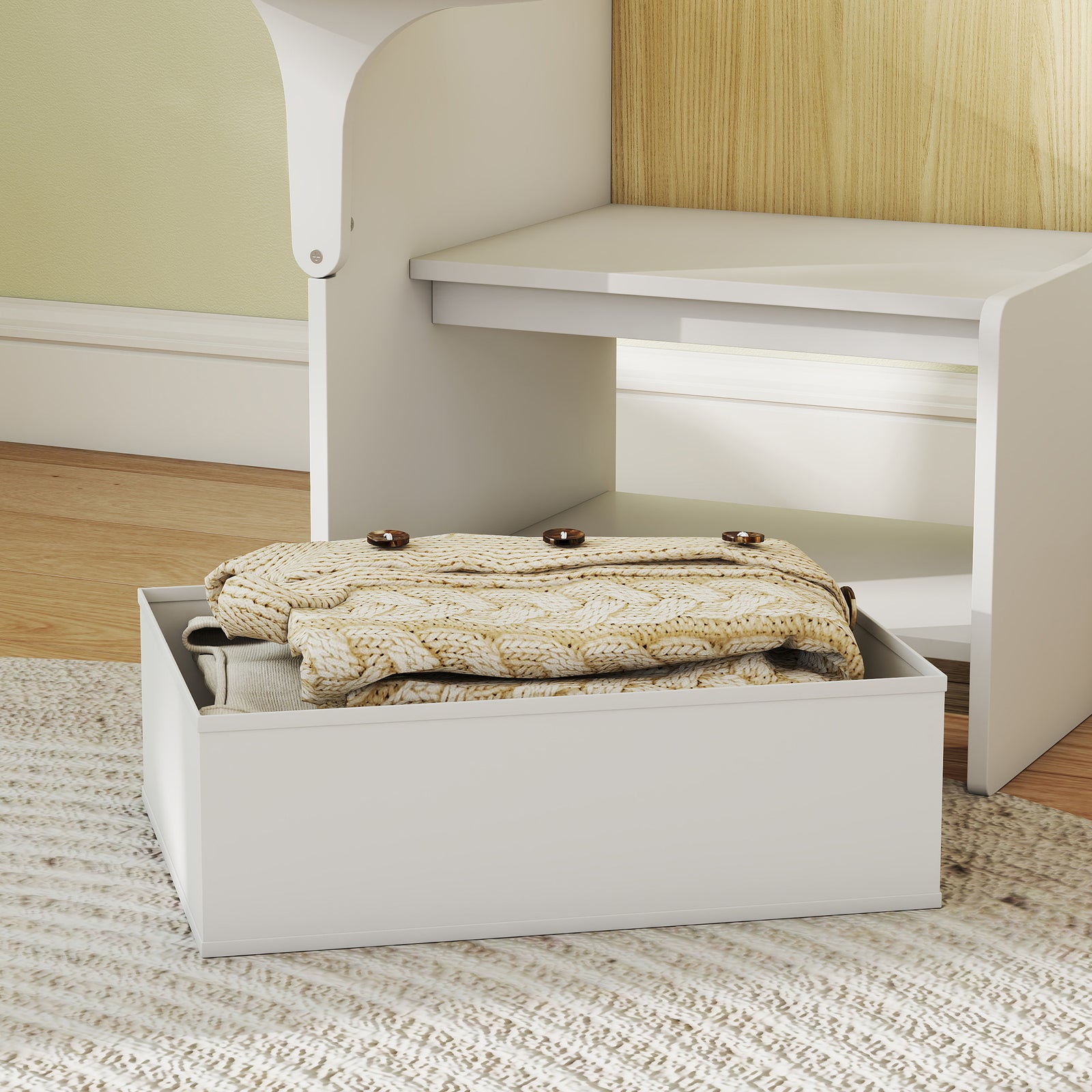 Kids Table And Chair Set, Toddler Desk Chair With Storage Bins | White
