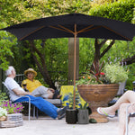 Wooden Garden Parasol Sun Shade Outdoor Umbrella Canopy | Black