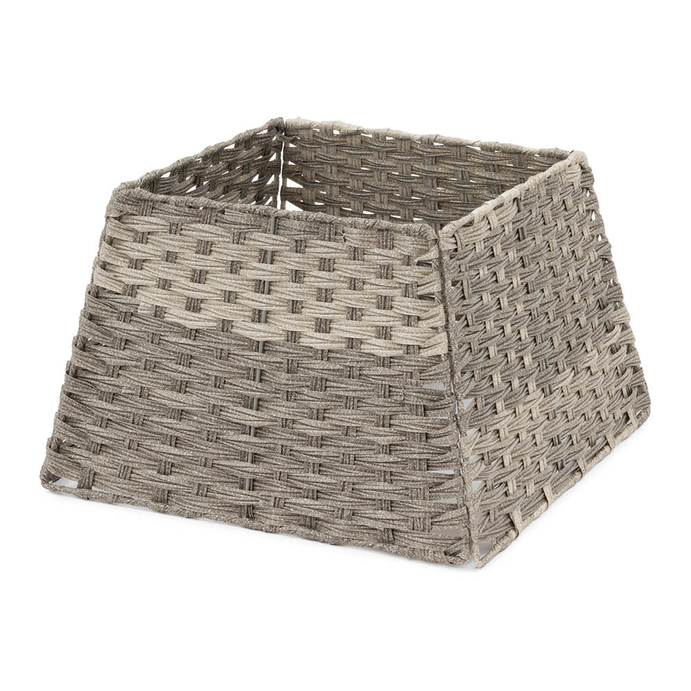 Square Grey Rattan Christmas Tree Skirt With Foldable Base