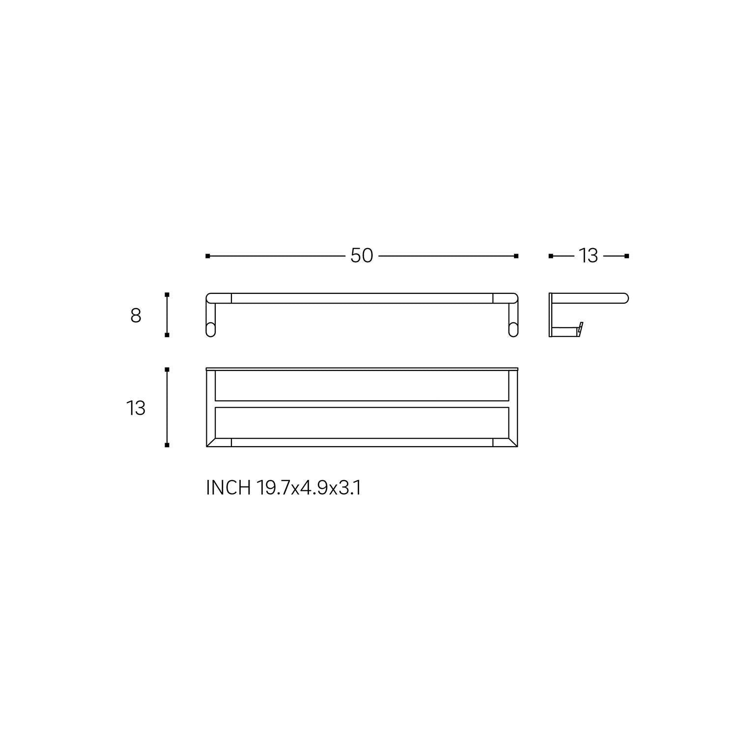 Double Towel Rail 50cm, Chrome, 5kg Resistance, Micra Collection