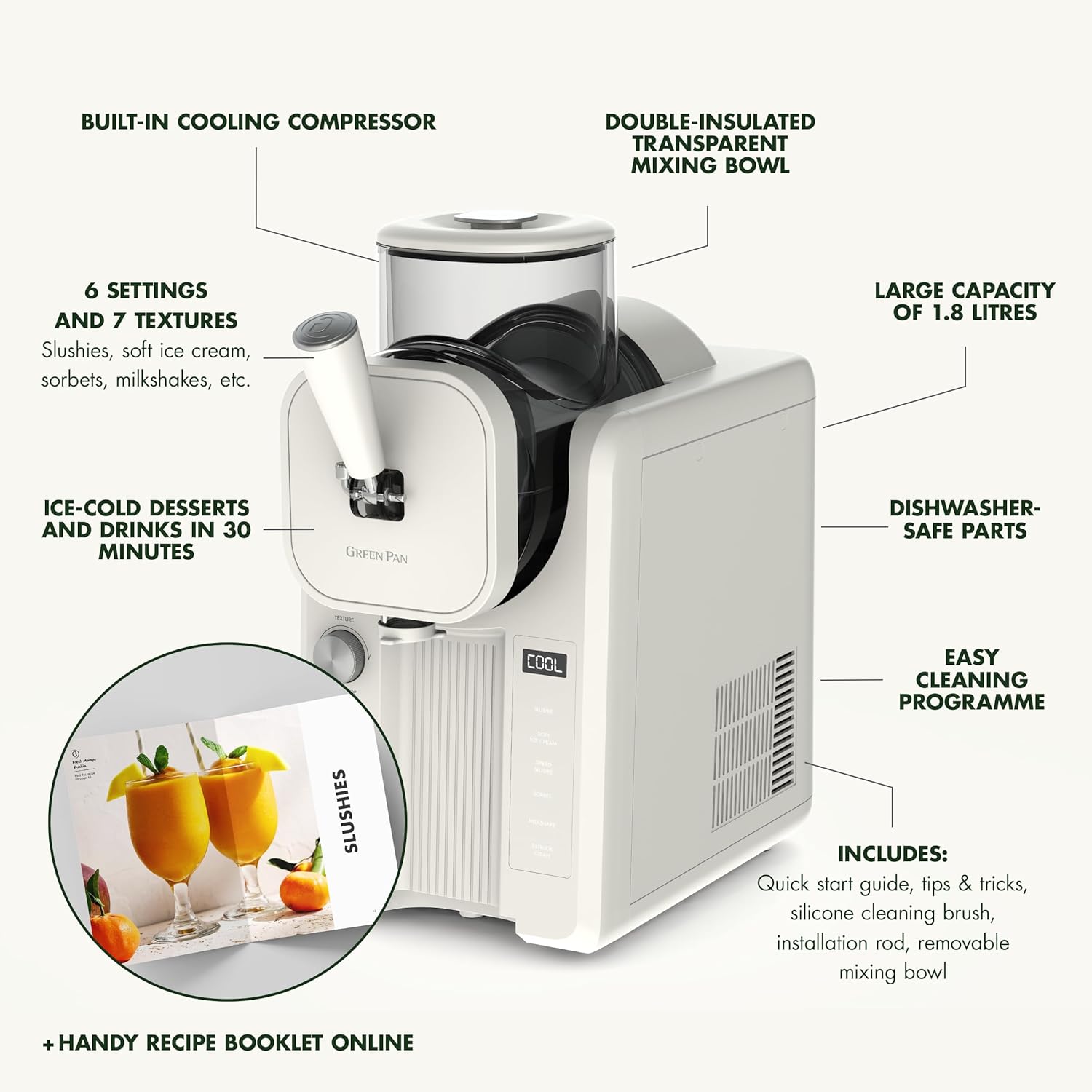 Frost Ice Cream Maker & Slushie Machine With Built-in Compressor | Cream