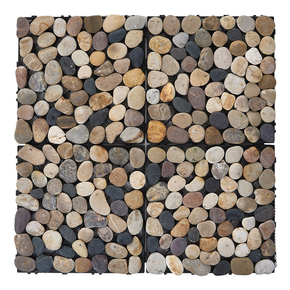 6pcs Interlocking Natural Stone Deck Tiles, 30x30cm Square Outdoor Patio Flooring, Durable Garden Pathway & Poolside Tiles | Natura