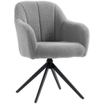 HOMCOM 360 Degree Swivel Accent Chair, Teddy Fleece Armchair, Grey