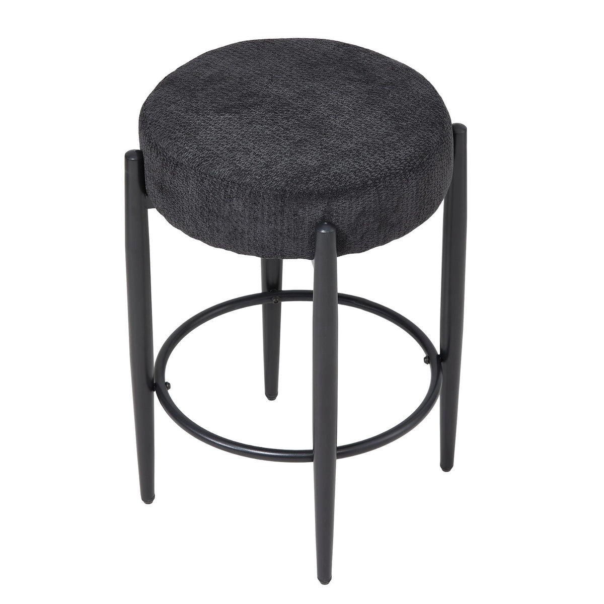 Breeins Set Of 2 Modern Chenille Bar Stool With Footrest