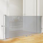 Pawhut Retractable Stair Gate, Dog Gate Extends Up To 180 Cm Wide, Grey