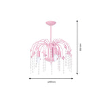 Laura Pink  Pendant Lamp  Beautifully Hand Made Chandelier In Baby Pink With Crystal Droplets