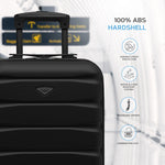 55x35x20cm Cabin Carry On Suitcase Hard Shell Overhead Luggage 100+ Airlines Approved | Cabin | Jet Black