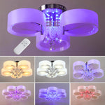 Modern Round Acrylic Led Semi Flush Mount With Crystal Accent