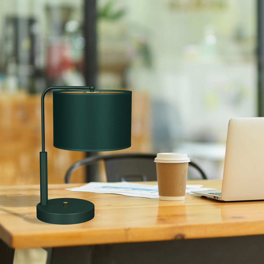 Verde Hand Made Scandi Style Table Lamp In A Rich Green Finish With Gold Accents Holds 1xe27 Led Bulb