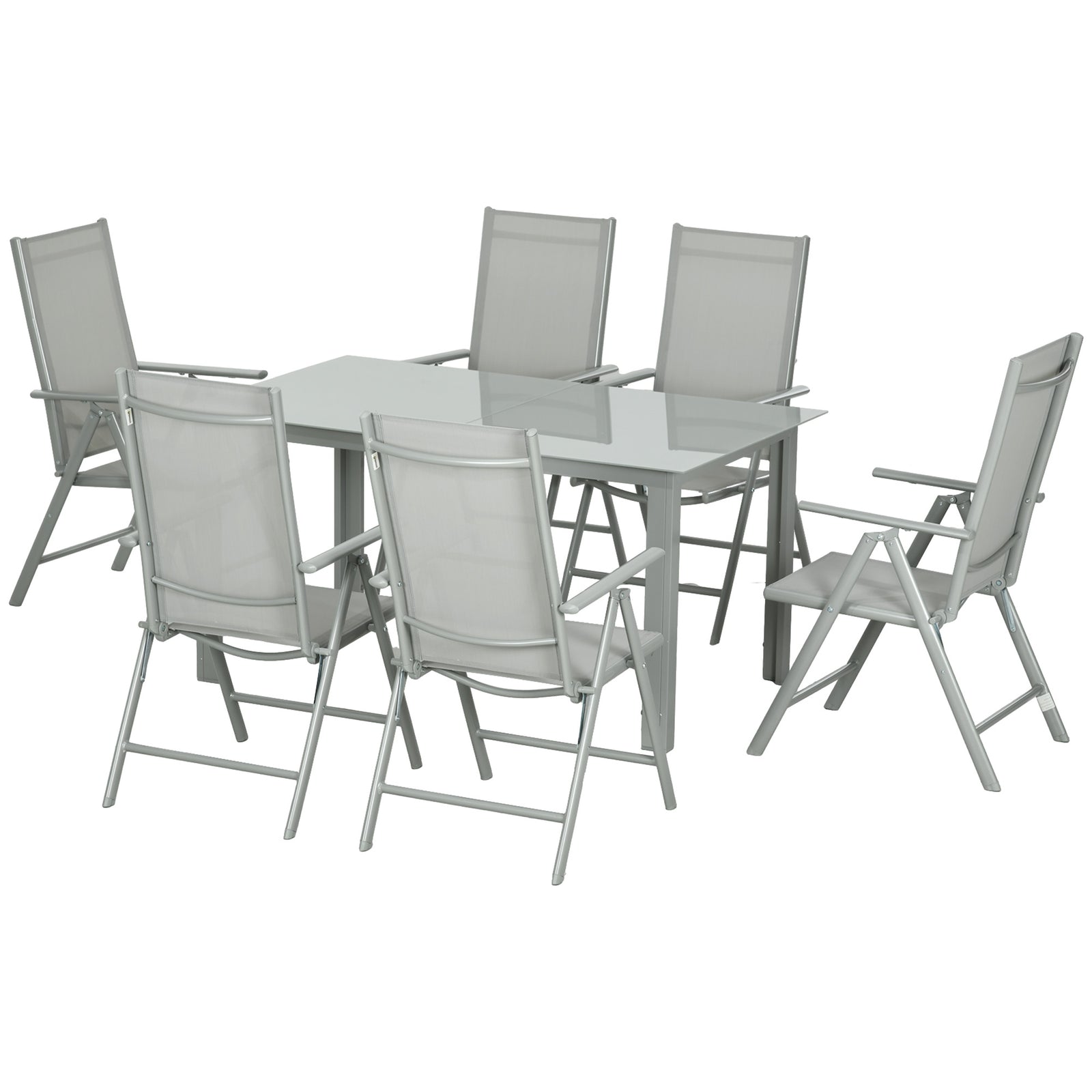 7 Piece Garden Dining Set, Outdoor Table And 6 Chair | Gray