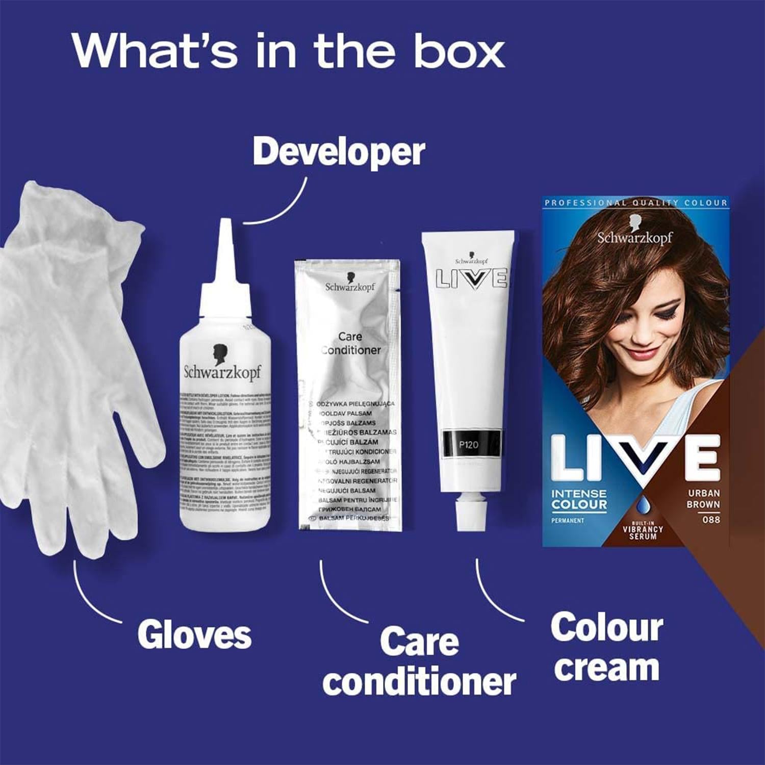 Live Urban Brown Permanent Hair Dye, Intense Colour 088 3 Pack