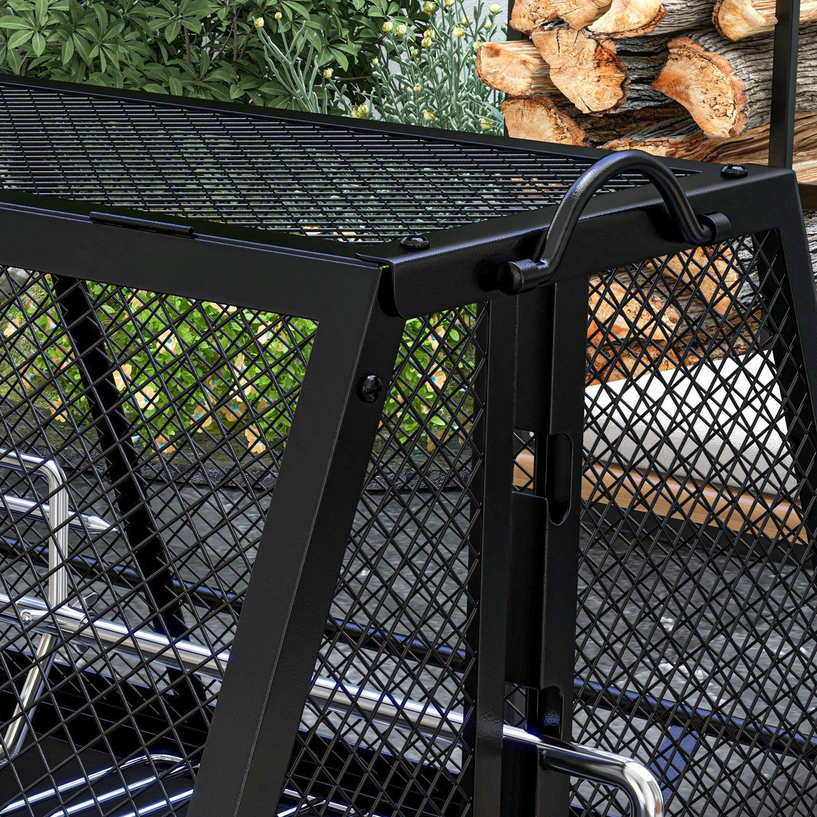 3-in-1 Bbq Rotisserie, Mesh Lid, Poker | Black