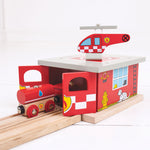 Fire Station Train Engine Shed for Wooden Train Sets