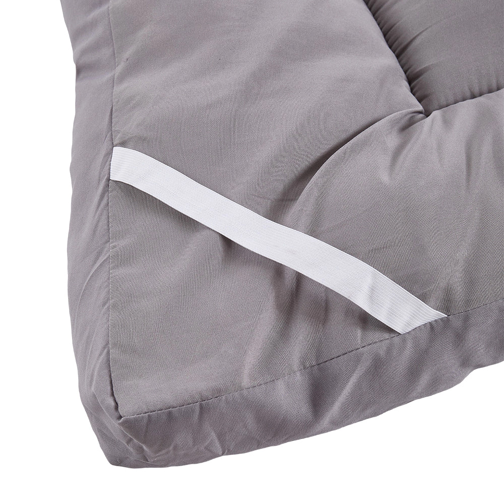 Quilted Mattress Topper With Thick 10cm Padding – Soft Brushed Fabric, Breathable Support & Secure Fit Straps | Single | Grey