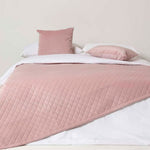 Diamond Quilted Velvet Bed Throw | 150cm x 200cm | Pink