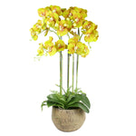 80cm Large Orchid Lime Yellow Artificial - 41 Real Touch Flowers