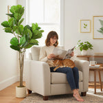 HOMCOM Artificial Fiddle Leaf Fig Tree, Realistic Fake Plant, Green