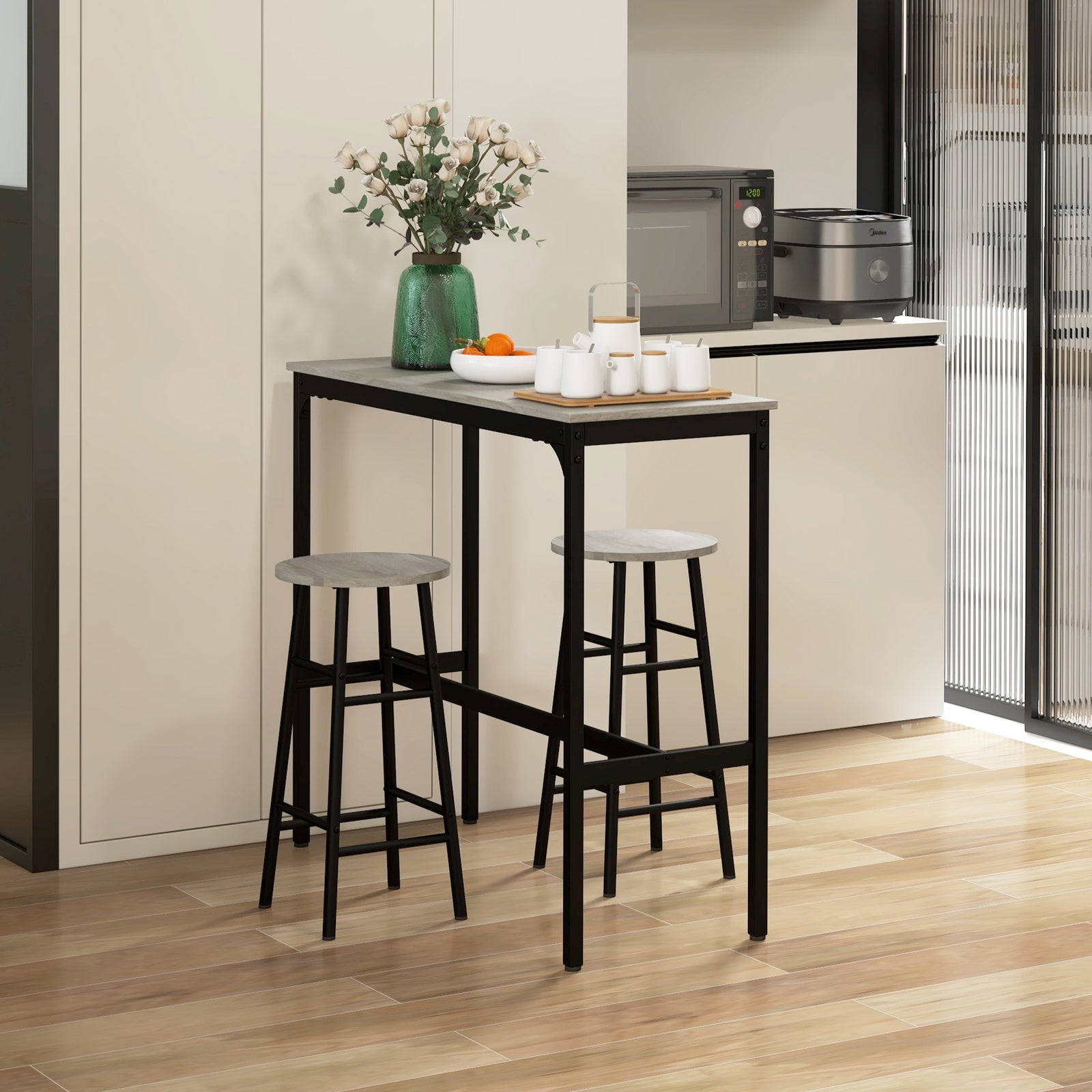 Bar Table And Stool Set Kitchen Table With 2/4 Stools | Set of 3