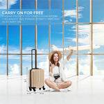 55x40x20cm Lightweight Luggage Overhead Cabin Hard Shell Cabin Suitcase 60+ Airlines Approved - Carry On Case - 4 Wheels | Cabin | Champagne