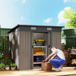 7x4ft Outdoor Metal Storage Shed, Grey