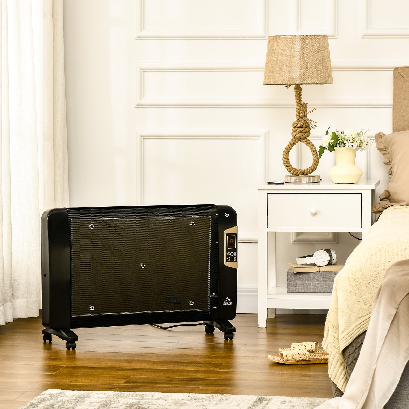 Mica Electric Space Heater Portable With 2 Heat Settings | One Size | Black