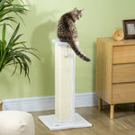 81cm Cat Scratching Post W/ Sisal Rope, Hanging Ball Soft Plush | White