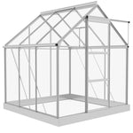 6x6ft Polycarbonate Greenhouse W/ Roof Vent - Silver