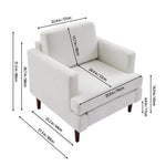 Mid-century Modern Single Sofa Chair – Linen Upholstery, High-density Foam, Walnut Legs, Comfortable Accent Chair | Off White
