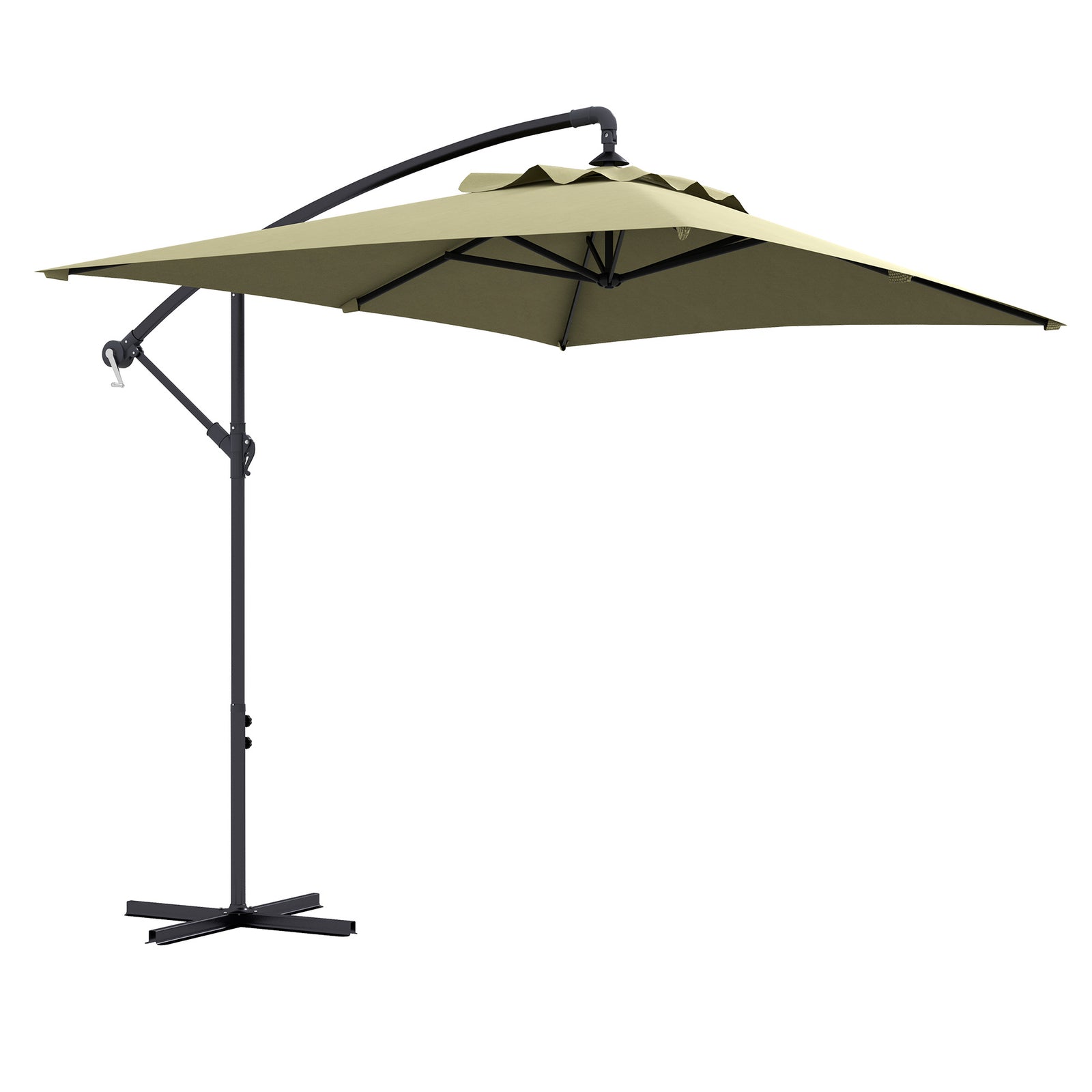 3m Cantilever Banana Parasol W/ Cross Base | Beige