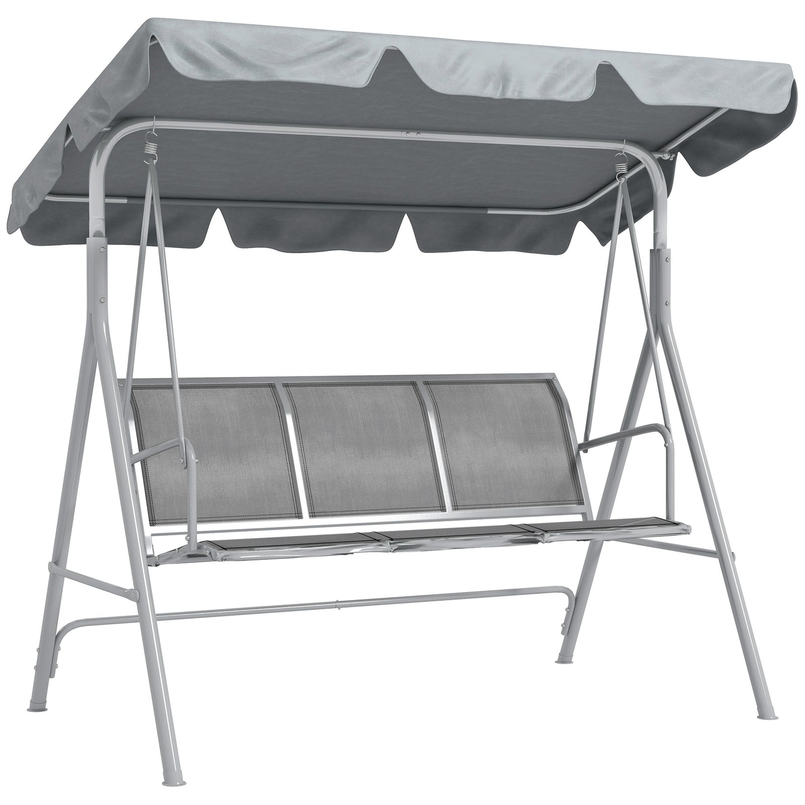 Metal Swing Chair Garden Hammock 3 Seater Patio Bench Canopy | Light Slate Gray