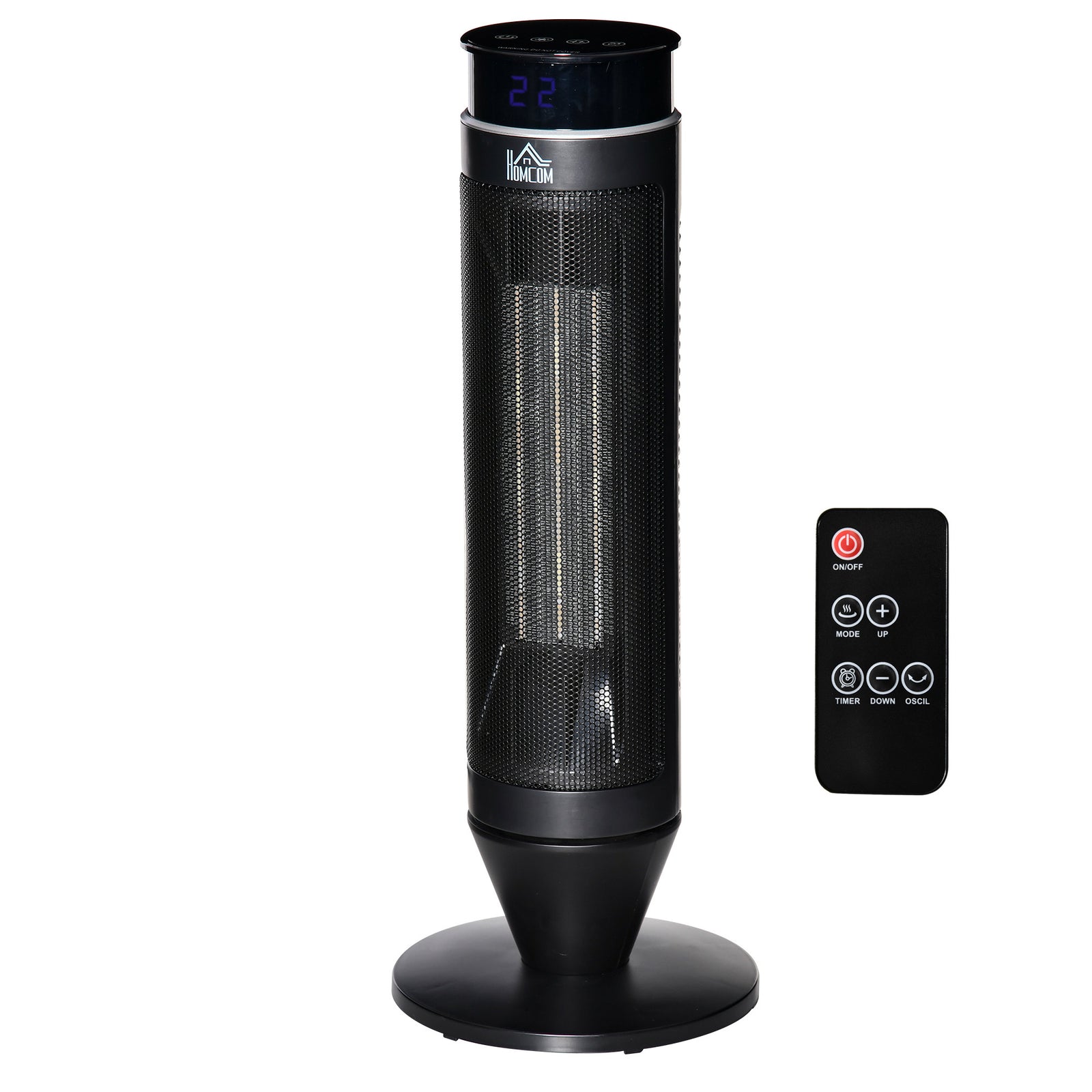 1000w/2000w Tower Heater With 42 Degree Oscillation Remote