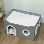 Cat Cave With Fluffy Ball And Scratch Pad For Indoor Pets