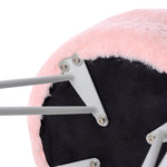 Round Fuzzy Ottoman Vanity Stool Soft Plush Makeup Chair For Bedroom | Pink